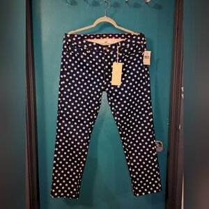 Kate Spade live colorfully navy/ white polka dot pants New with tag